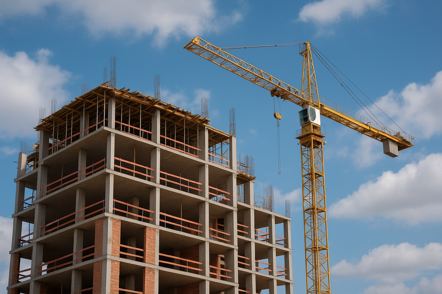 Proyecto de construcción con grúa